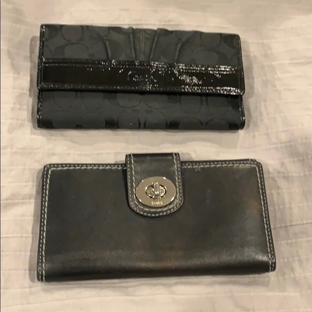 2 black coach wallets